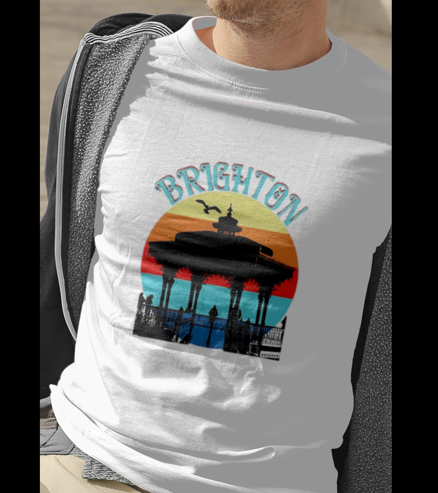 Brighton Bandstand Silhouette At Sunset With Seagulls T-Shirt