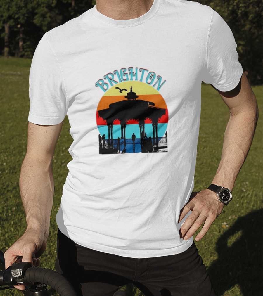 Brighton Bandstand Silhouette At Sunset With Seagulls T-Shirt