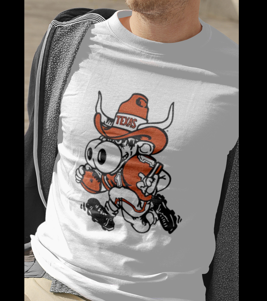 Bevo Texas Longhorn Football Mascot Running Cowboy Hat T-Shirt