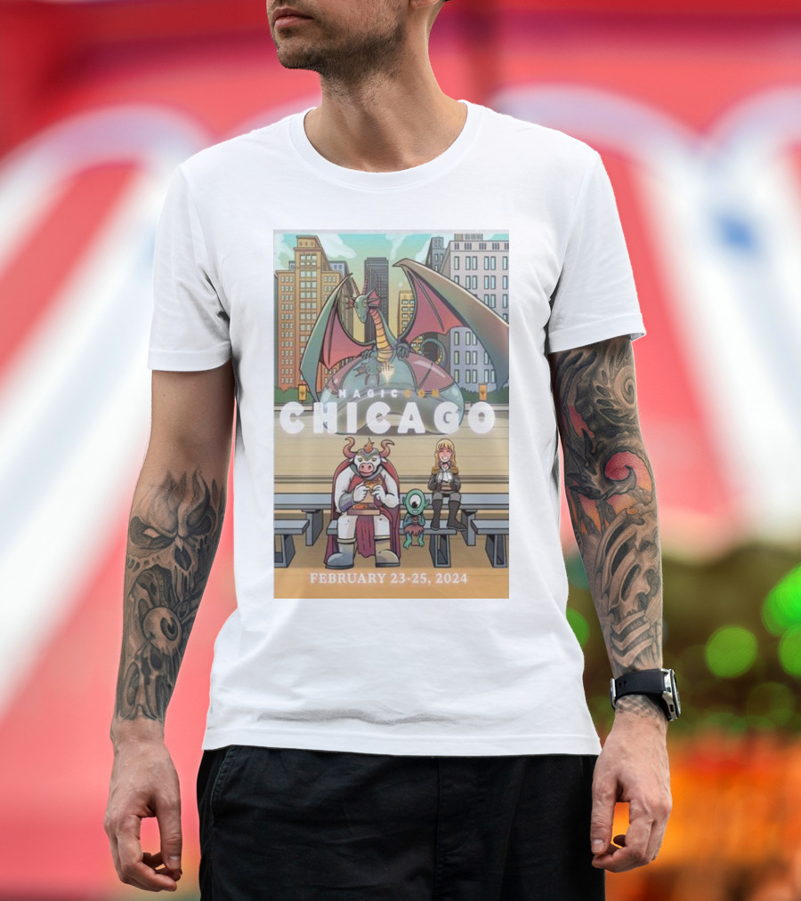Magiccon Chicago February 23-25, 2024 Dragon and Cityscape Scene T-Shirt
