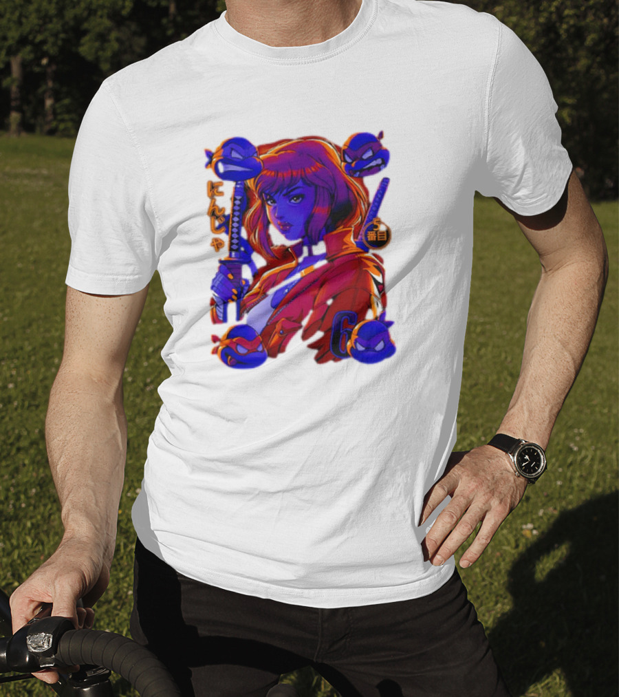 Ninja April O’Neil With Leonardo Raphael Donatello Michelangelo T-Shirt