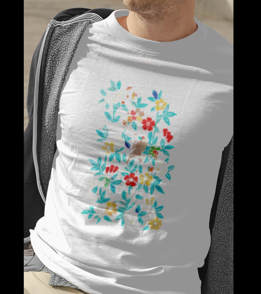Fowl And Flower Vintage Pattern Print T-Shirt