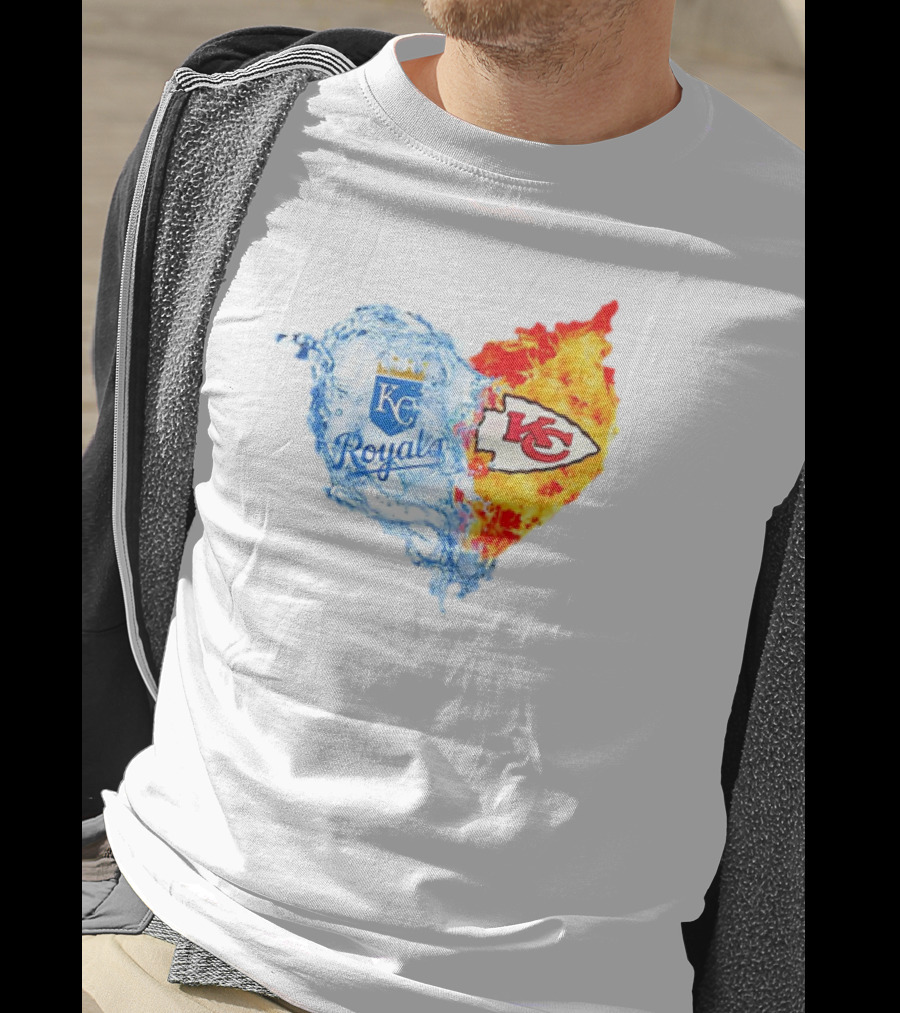 Kansas City Royals KC Chiefs Heart Water Fire T-Shirt