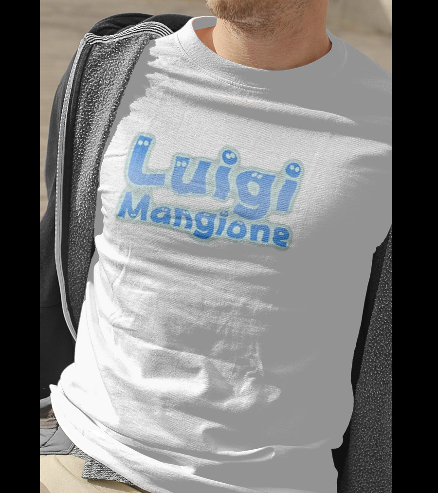 Luigi Mangione Blue Text With Eyes T-Shirt