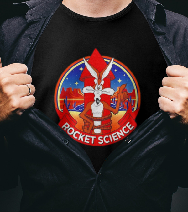 Wile E. Coyote Rocket Science Desert Cactus Scene T-Shirt