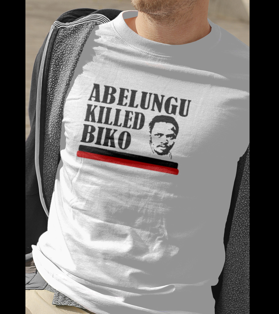 Abelungu Killed Biko Activist Portrait With Black And Red Lines T-Shirt