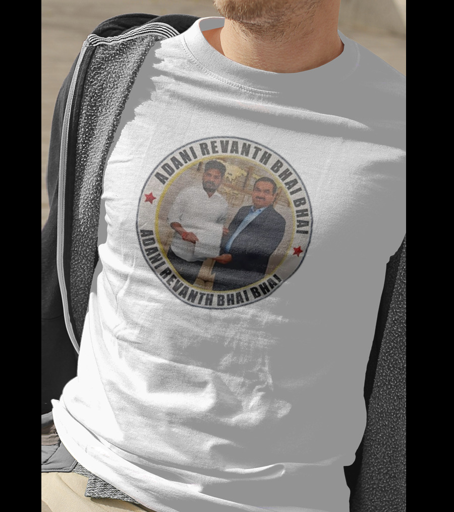 Adani Revanth Bhai Bhai Collaborative Meeting Circle Image T-Shirt