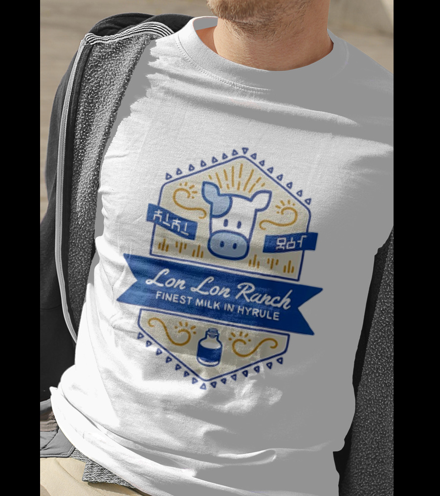 Lon Lon Ranch Cow Emblem Finest Milk In Hyrule Badge Hylian Text T-Shirt
