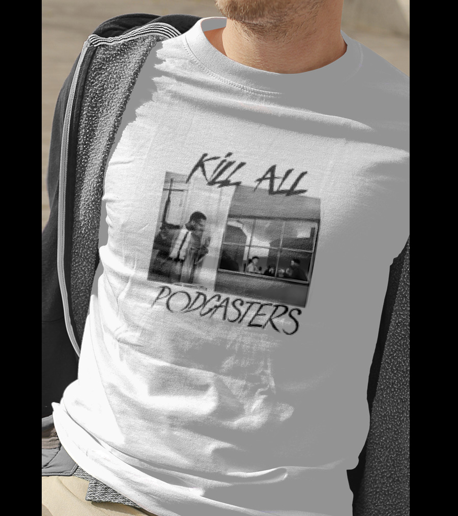 Kill All Podcasters Retro Noir Style Window Scene T-Shirt