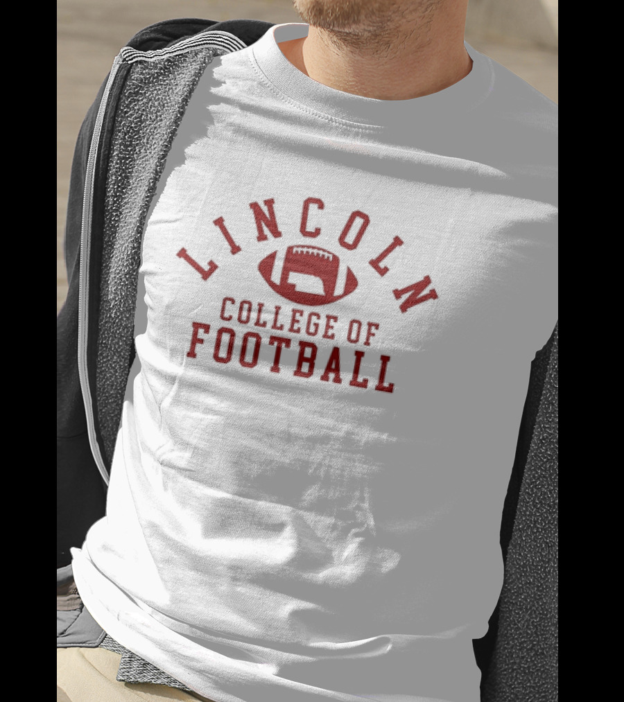 Lincoln College Of Football Emblem With Football T-Shirt