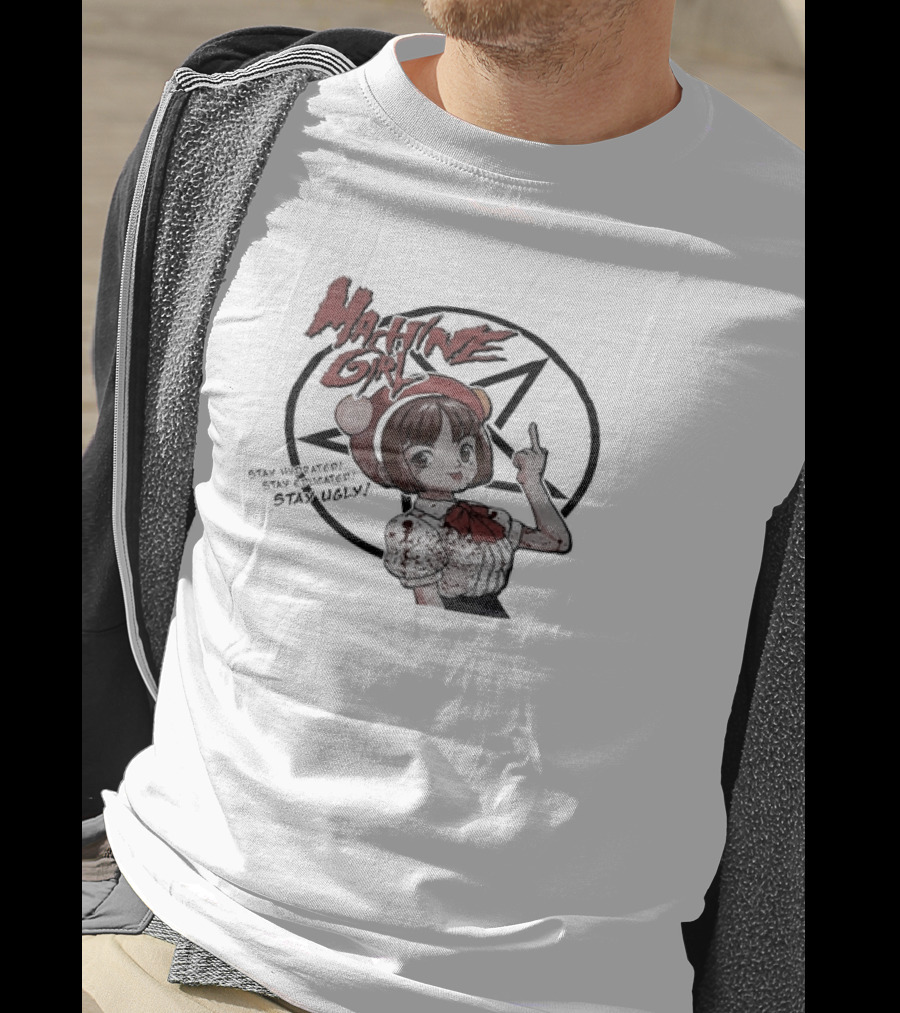 Machine Girl Stay Hydrated Stay Educated Stay Ugly Star Symbol Anime Character T-Shirt