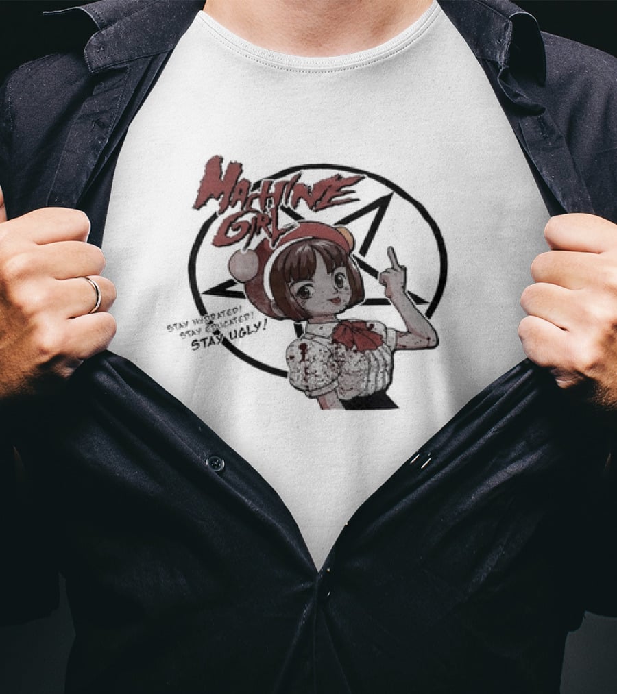 Machine Girl Stay Hydrated Stay Educated Stay Ugly Star Symbol Anime Character T-Shirt