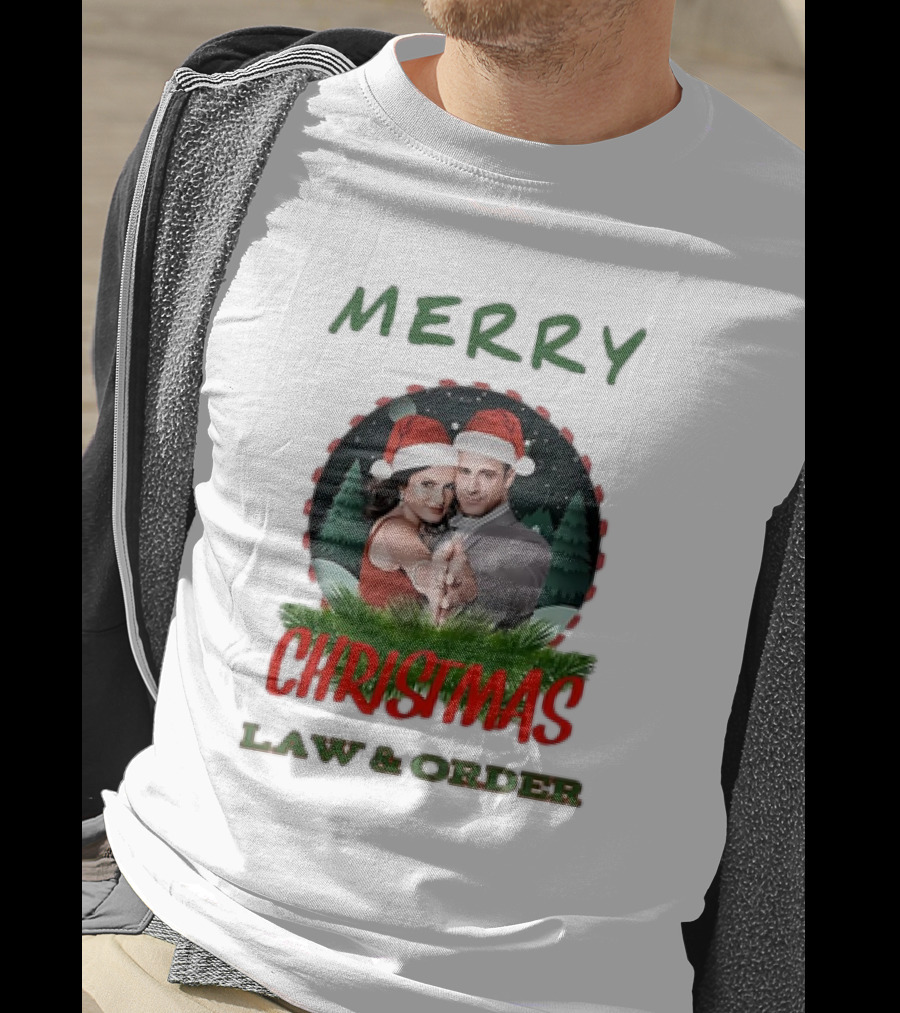 Merry Christmas Law And Order Santa Hats Holiday T-Shirt