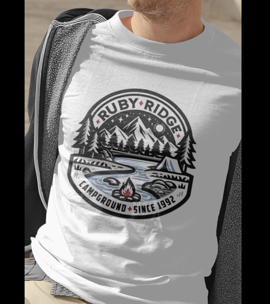 Ruby Ridge Campground Scenic Mountains And Campfire Since 1992 T-Shirt