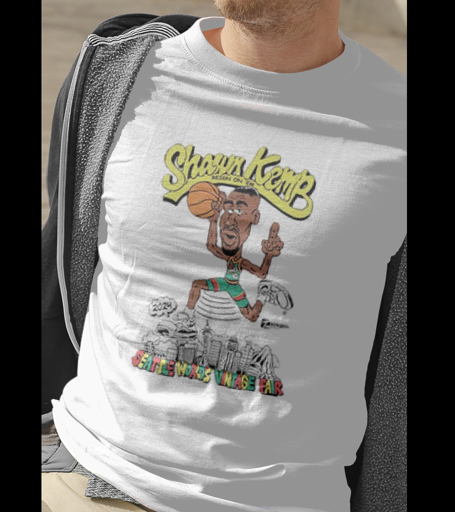 Shawn Kemp Seattle World's Vintage Fair Iconic Basketball T-Shirt