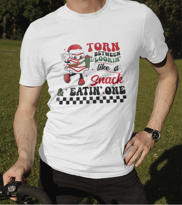Torn Between Lookin’ Like A Snack And Eatin’ One Christmas Santa Checkered T-Shirt