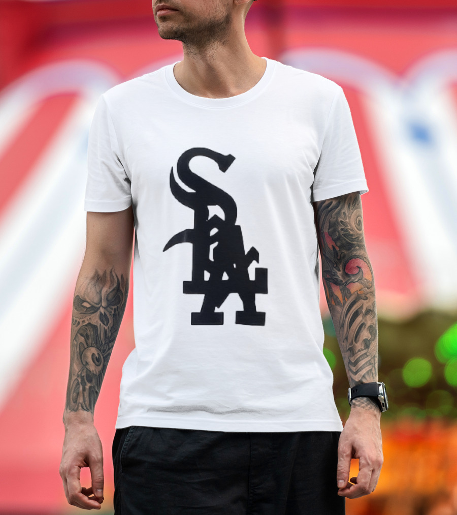 Chicago White Sox and Los Angeles Dodgers Logo Combination T-Shirt