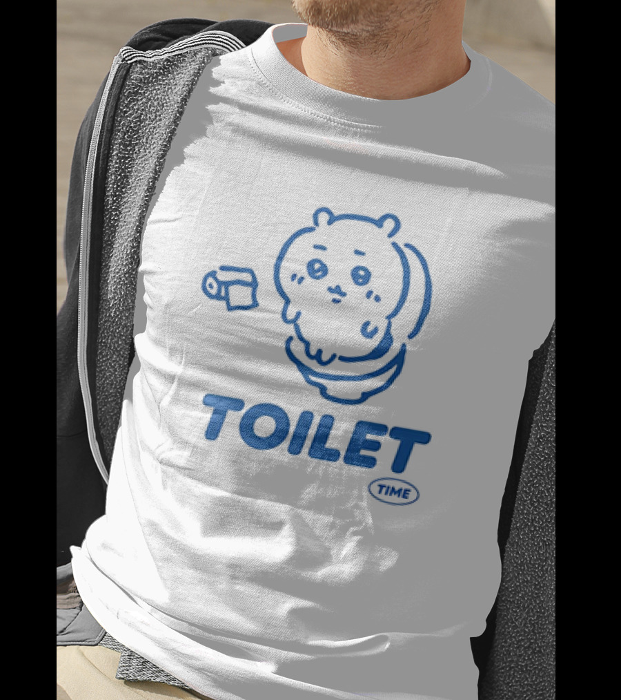 Chiikawa Toilet Time Cute Character With Toilet Paper T-Shirt