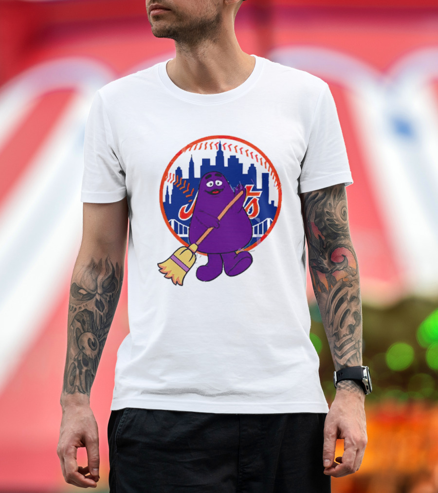 Grimace Sweep New York Mets Baseball 2024 City Skyline T-Shirt