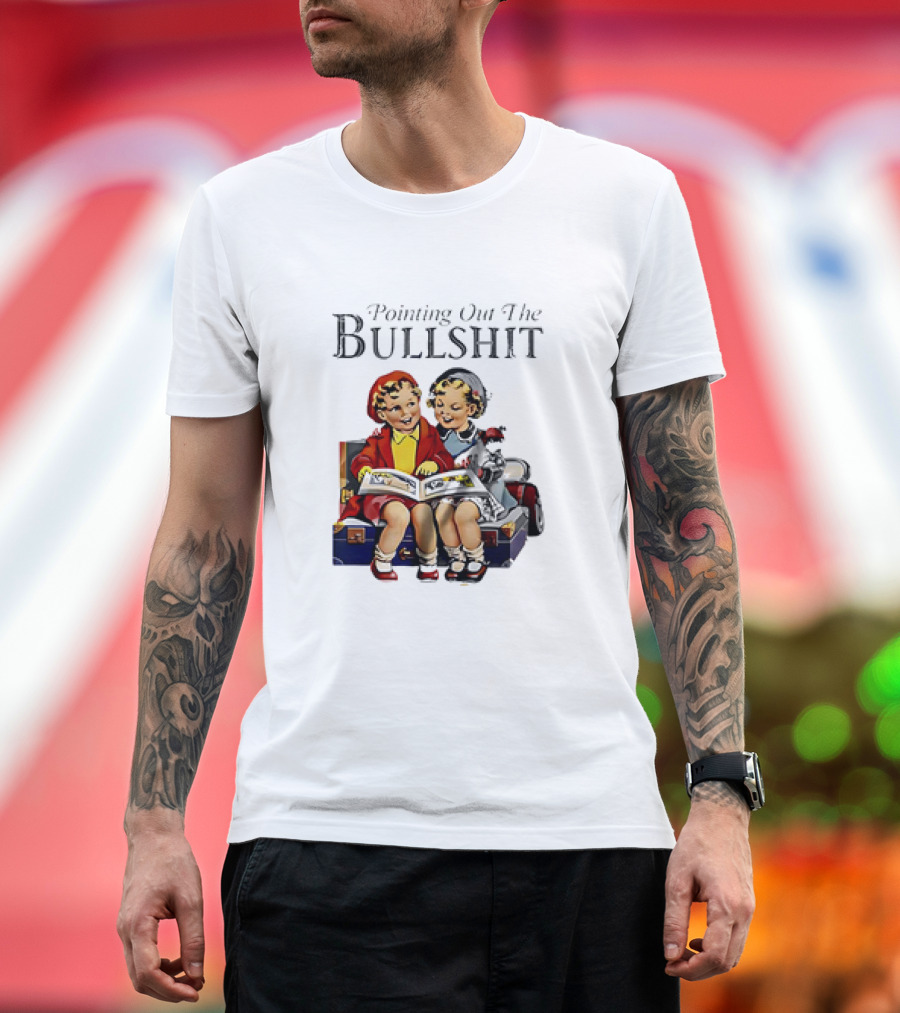 Pointing Out the Bullshit Vintage Comic Style Kids Reading Book T-Shirt