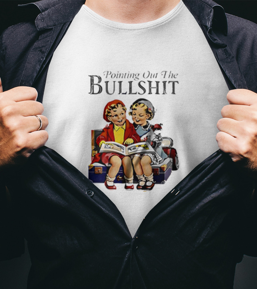 Pointing Out The Bullshit Vintage Comic Style Kids Reading Book T-Shirt