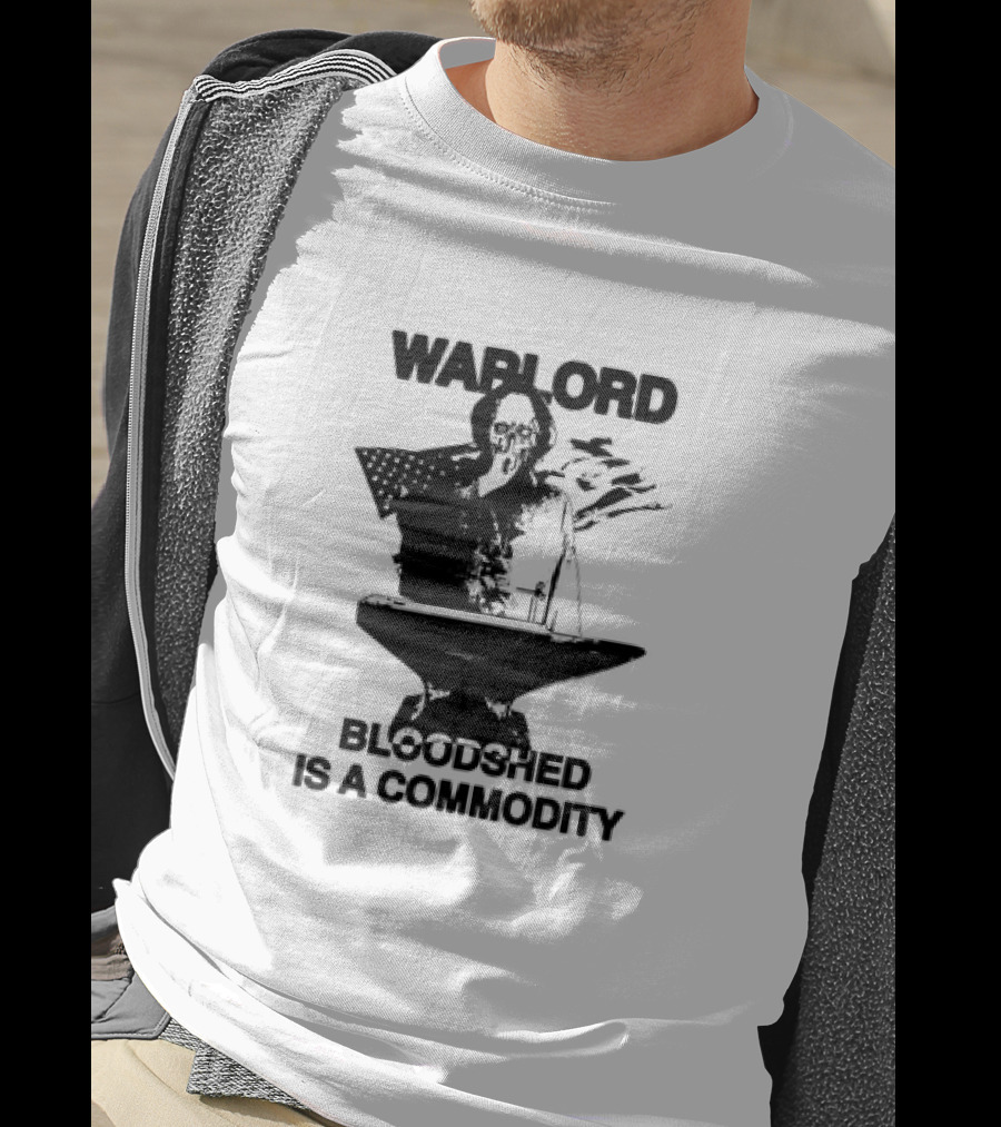 Warlord Bloodshed Is A Commodity Grim Reaper Anvil American Flag T-Shirt