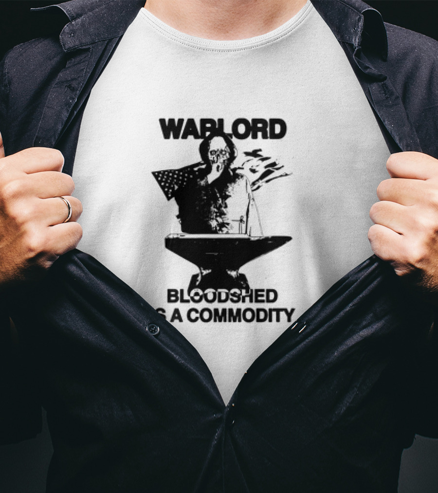 Warlord Bloodshed Is A Commodity Grim Reaper Anvil American Flag T-Shirt