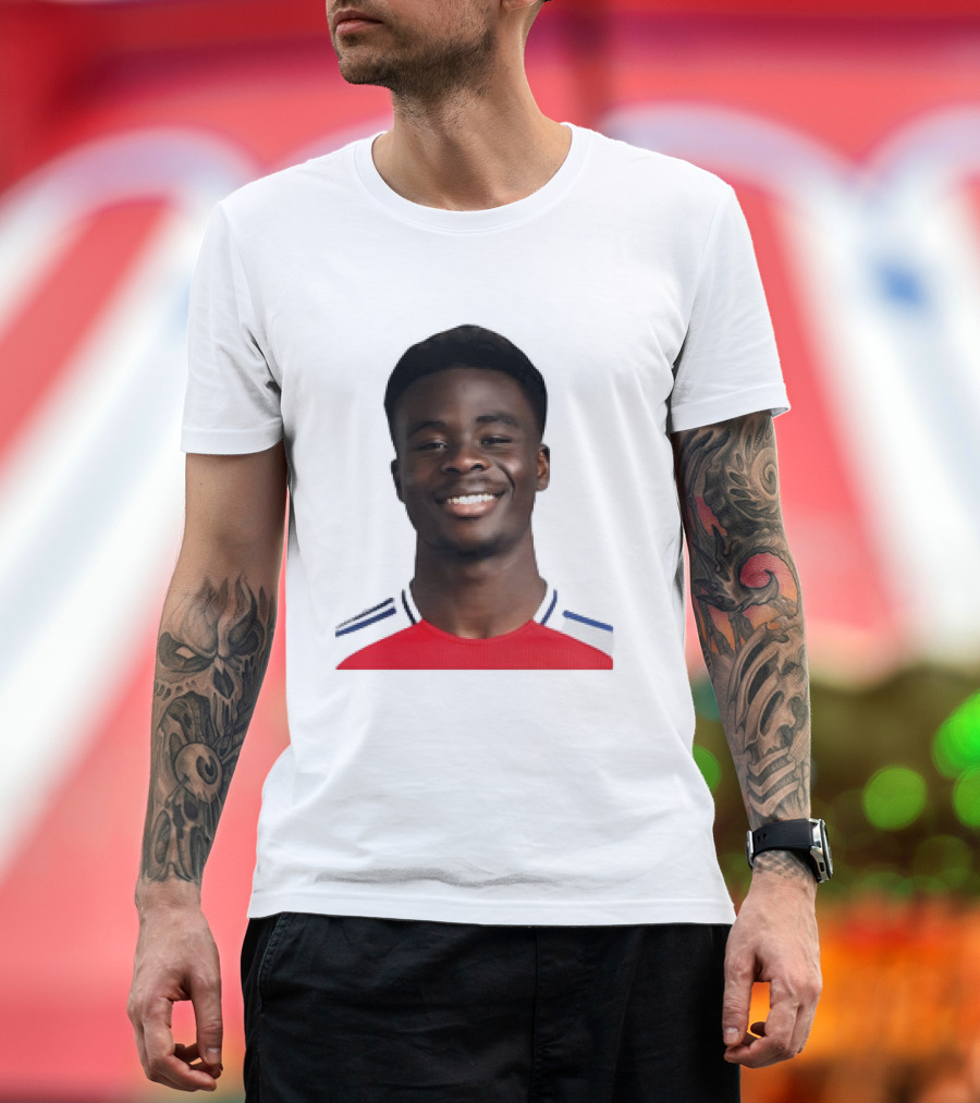 Bukayo Saka Arsenal F.C. Player Icon with Red Jersey T-Shirt