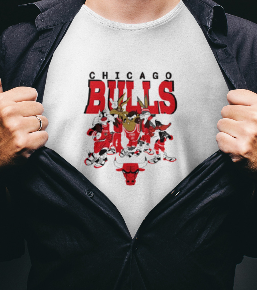 Chicago Bulls Looney Tunes NBA Basketball Cartoon Characters T-Shirt