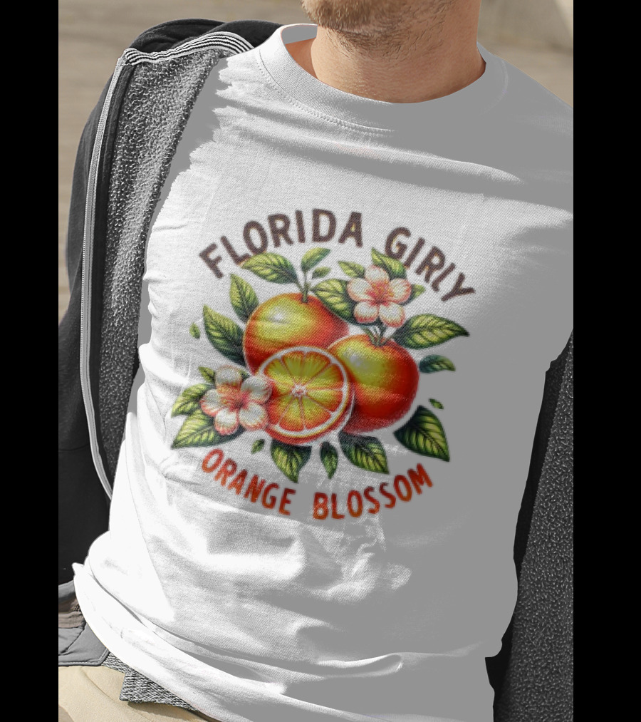 Florida Girly Orange Blossom Vintage Citrus Floral Retro T-Shirt