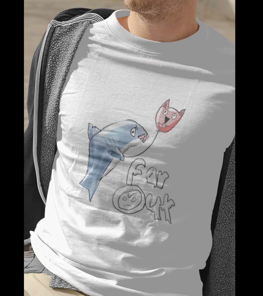 Shark With Cat Balloon Far Out T-Shirt
