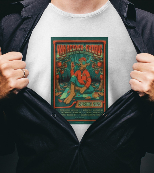 Yak Attack Cytrus Orange Is The New Yak Tour Spring 2025 Poster With Dates And Forest Scene T-Shirt