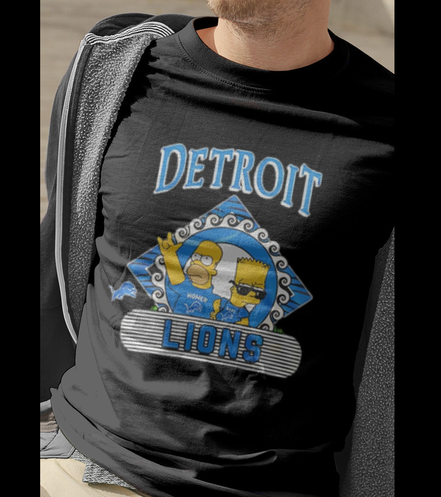 Homer Simpson Bart Simpson Detroit Lions NFL Funday Football T-Shirt