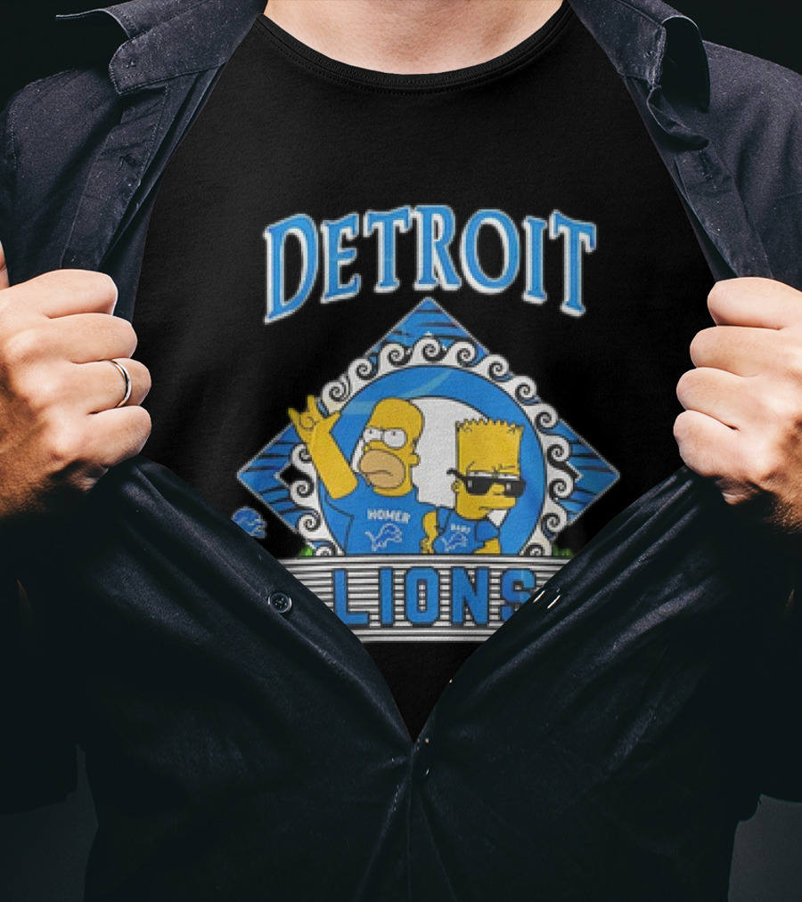 Homer Simpson Bart Simpson Detroit Lions NFL Funday Football T-Shirt