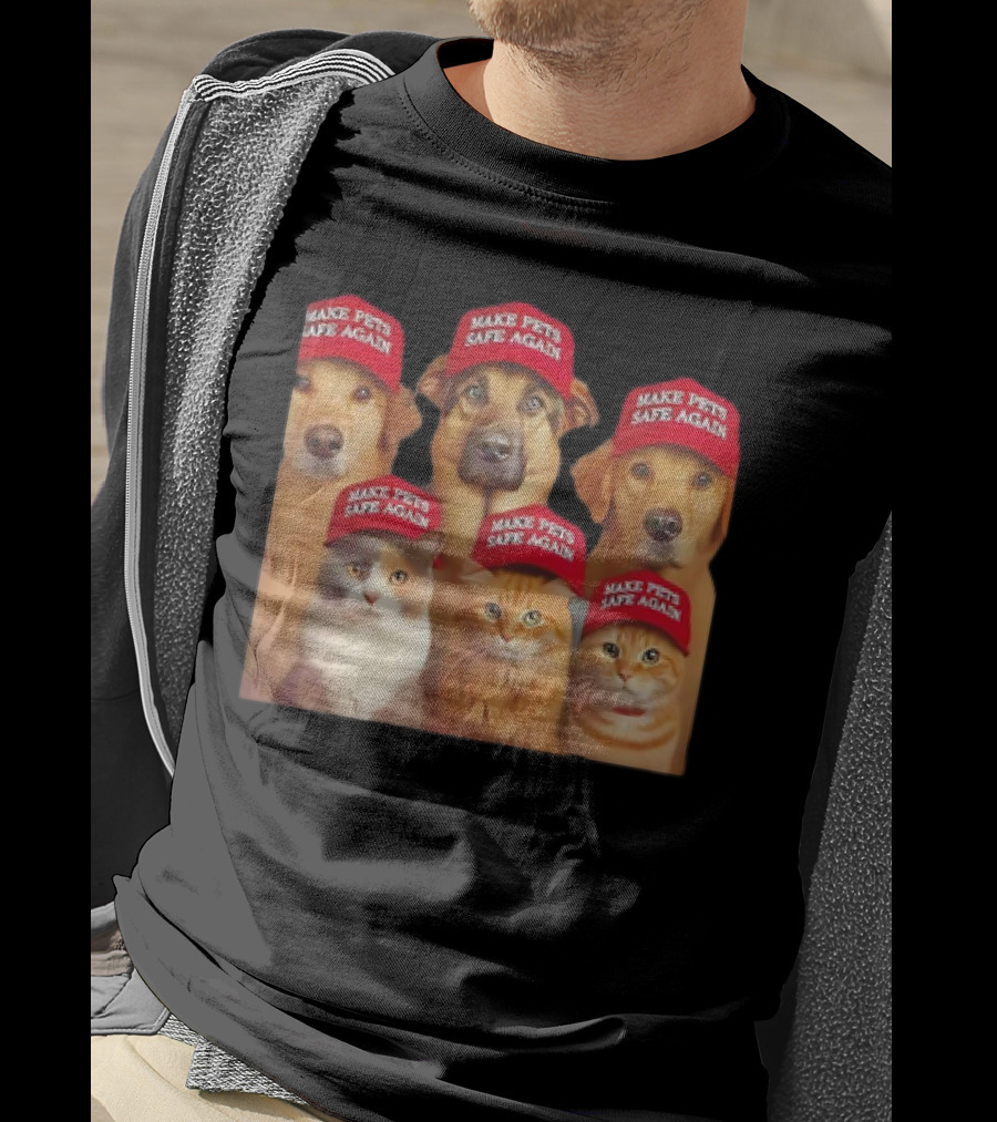 Make Pets Safe Again Red Hat Dogs And Cats T-Shirt