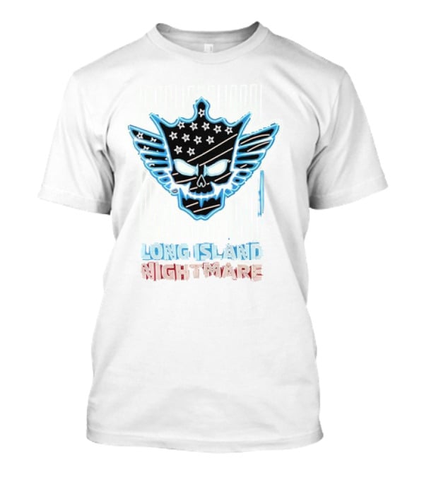 Long Island Nightmare Skull Stars Wings WWE T-Shirt