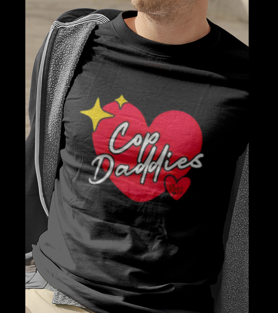 Cop Daddies Heart I Love Cops Girl Stars T-Shirt
