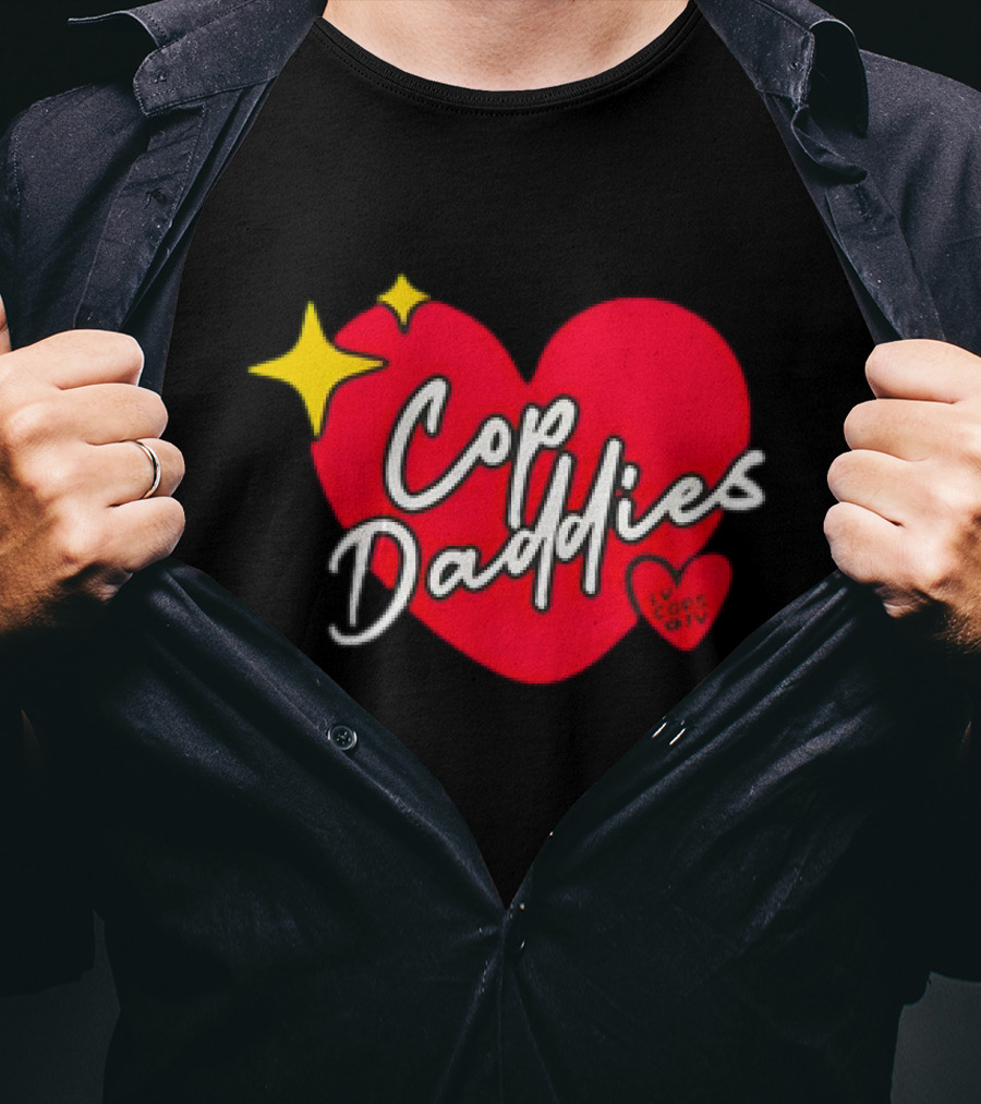 Cop Daddies Heart I Love Cops Girl Stars T-Shirt