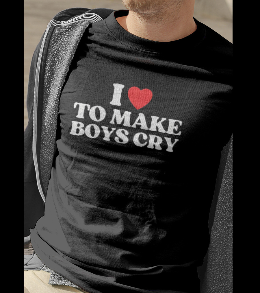 I Love To Make Boys Cry Bold Red Heart T-Shirt