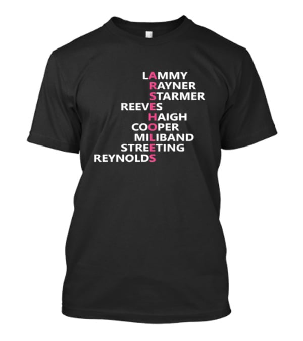 ARSEHOLES Lammy Rayner Starmer Reeves Haigh Cooper Miliband Streeting Reynolds T-Shirt