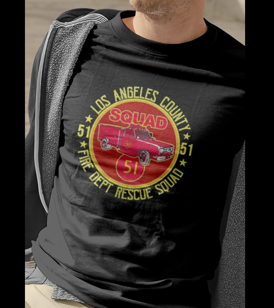 Los Angeles County Fire Dept Rescue Squad 51 Truck Emblem T-Shirt