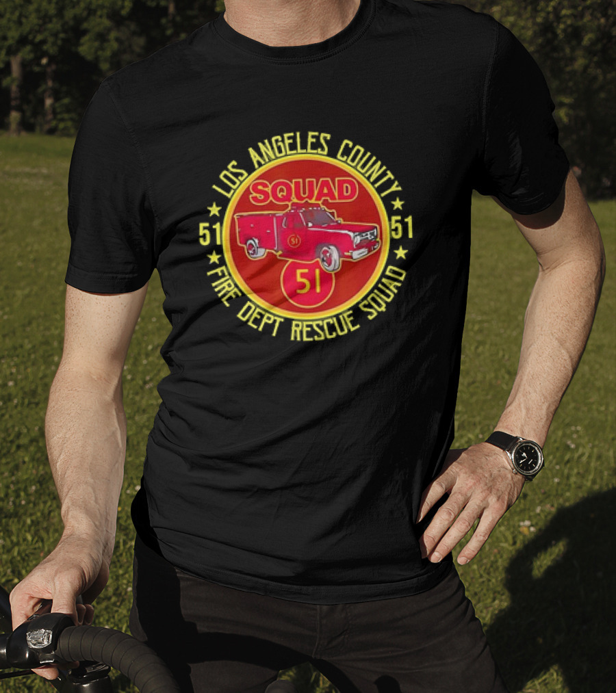 Los Angeles County Fire Dept Rescue Squad 51 Truck Emblem T-Shirt