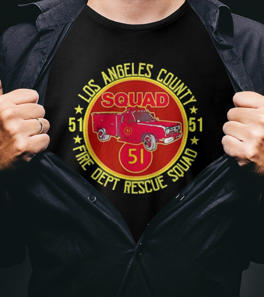 Los Angeles County Fire Dept Rescue Squad 51 Truck Emblem T-Shirt