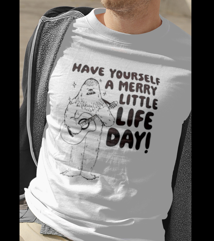 Bigfoot Have Yourself A Merry Little Life Day Playing Guitar T-Shirt