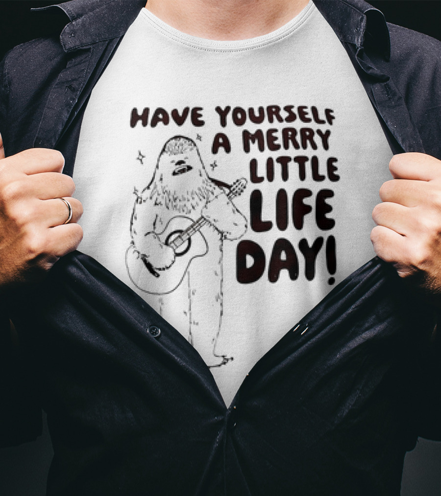 Bigfoot Have Yourself A Merry Little Life Day Playing Guitar T-Shirt