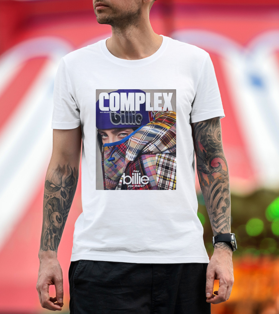 Complex Magazine Cover Billie Eilish Hey Billie You There Plaid Patchwork T-Shirt