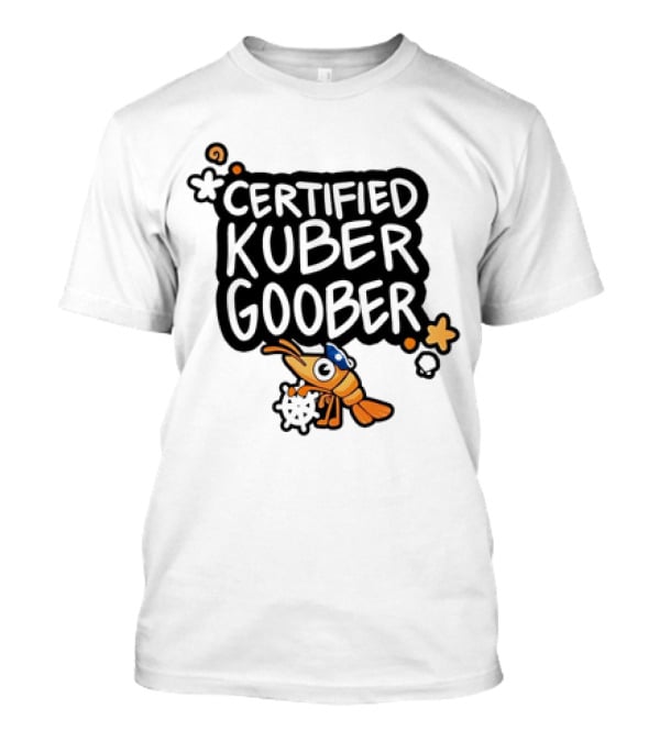 Certified Kuber Goober Kubernetes Shrimp Character With Clouds And Stars T-Shirt
