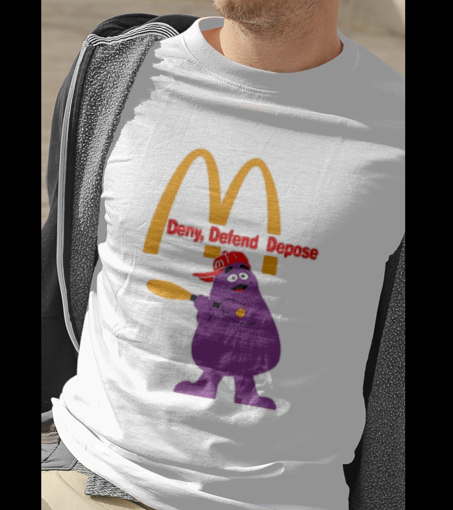 Grimace Baseball Bat Deny Defend Depose McDonald's Mascot T-Shirt