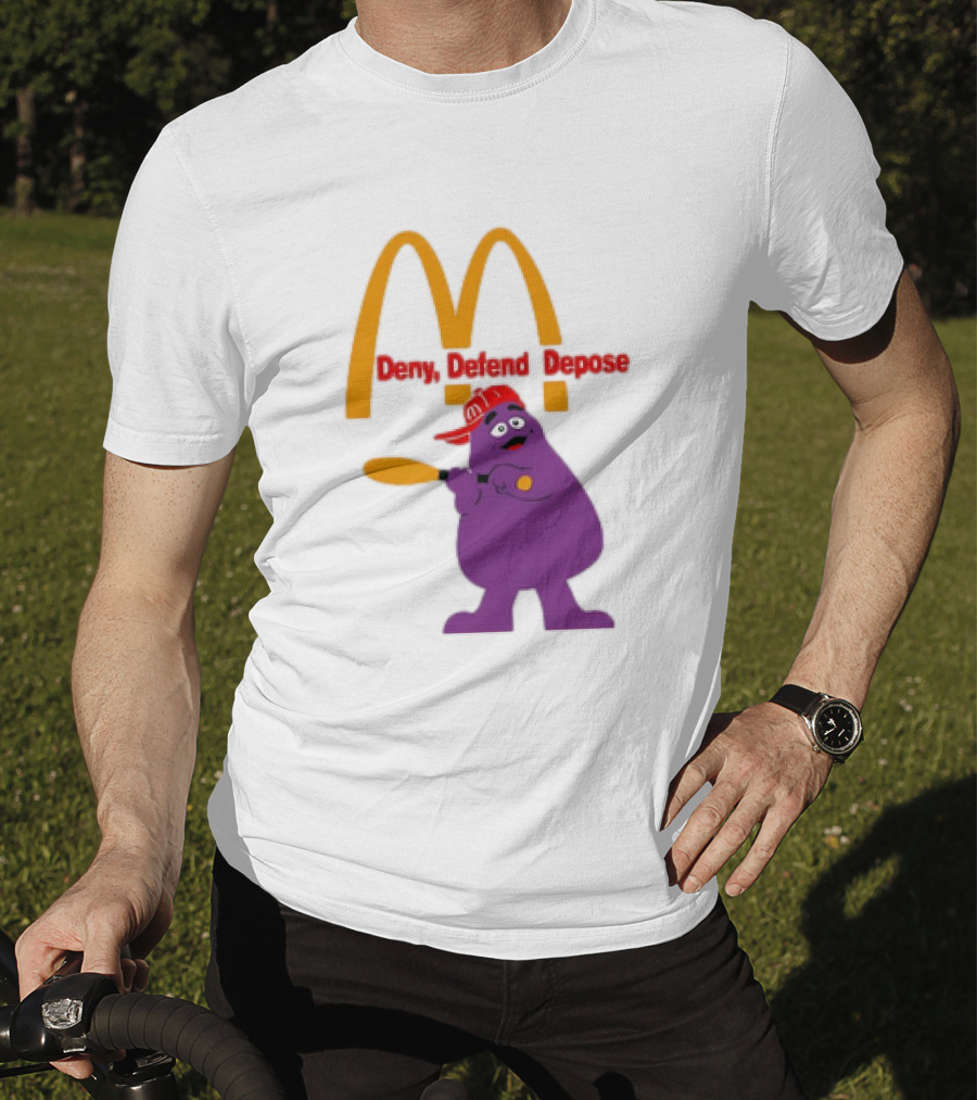 Grimace Baseball Bat Deny Defend Depose McDonald's Mascot T-Shirt