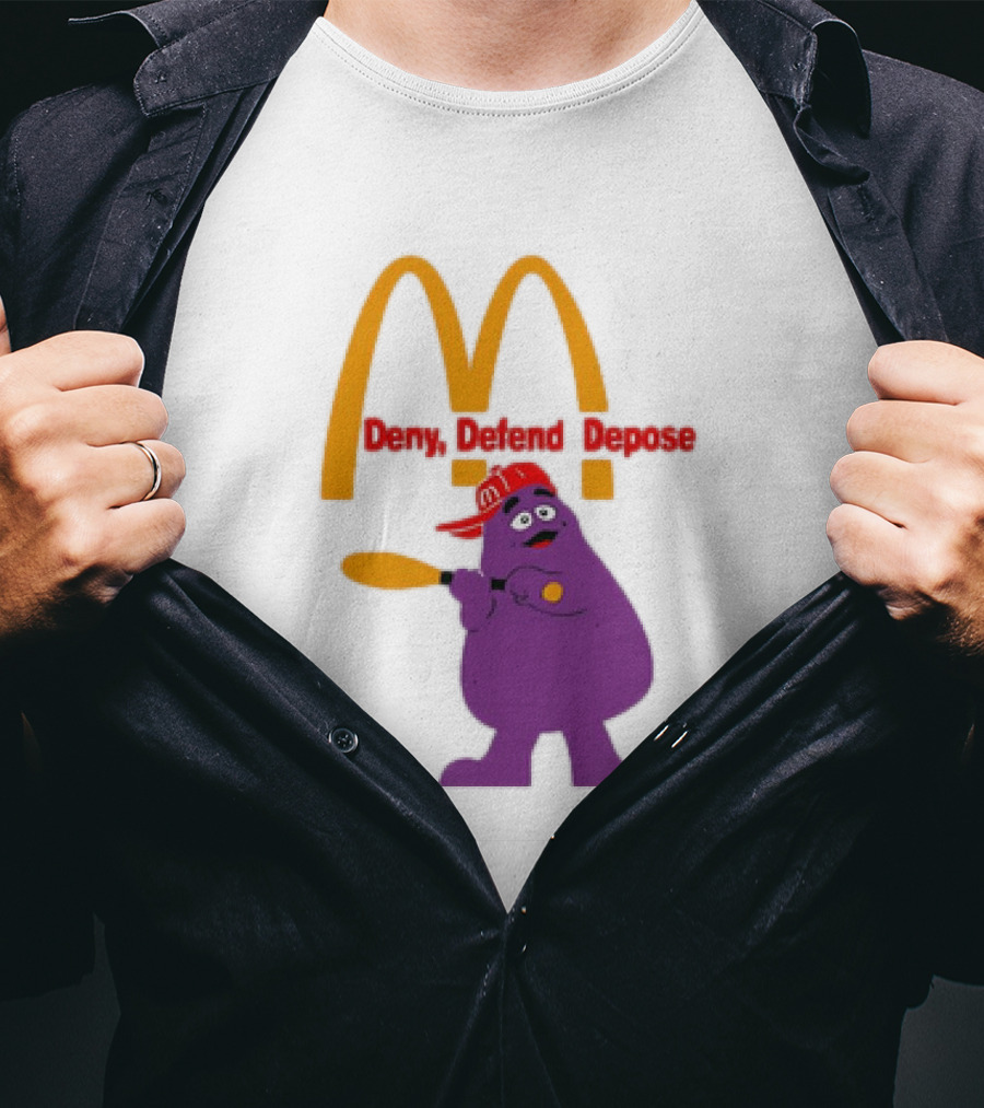 Grimace Baseball Bat Deny Defend Depose McDonald's Mascot T-Shirt